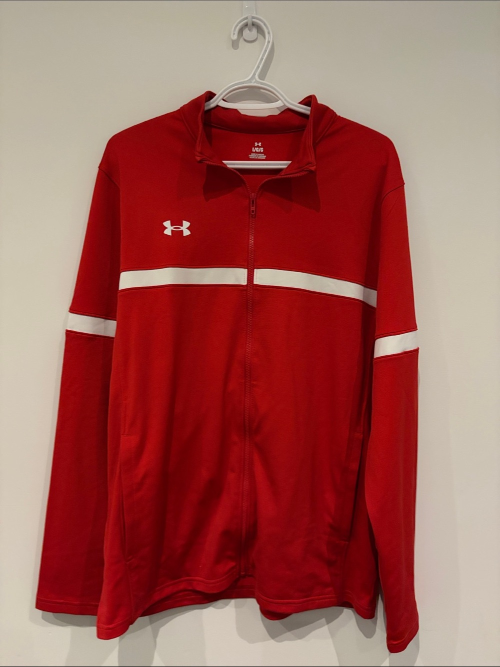 Under Armour Red Zip-Front Performance Jacket with White Accents